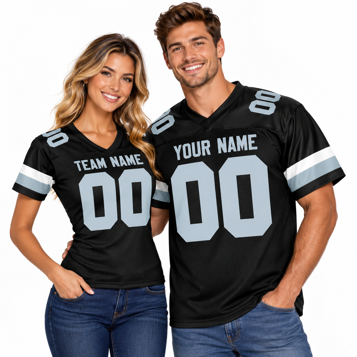 Custom Football Jersey with Name & Number – Black Gray