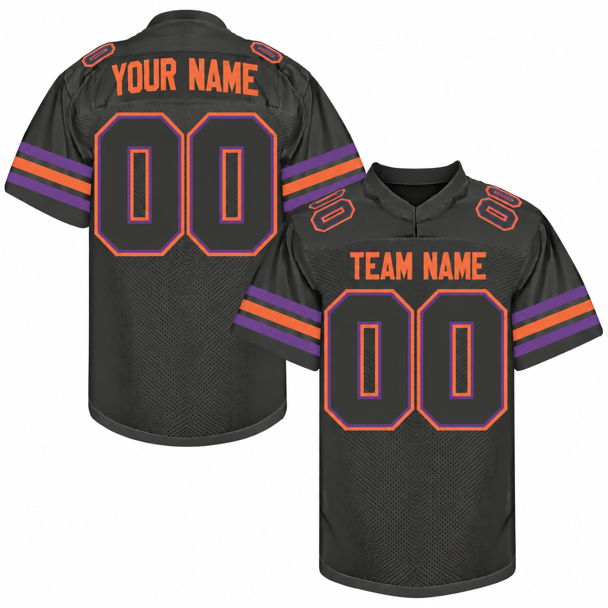 Custom Football Jersey with Name & Number – Black Orange Purple