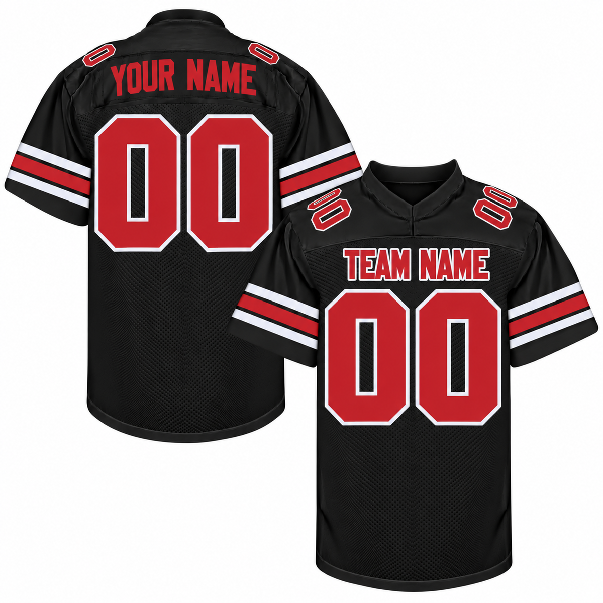 Custom Football Jersey with Name & Number – Black Red White