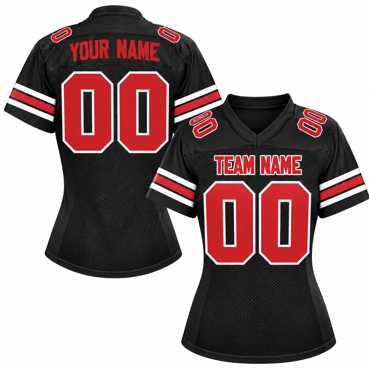 Custom Football Jersey with Name & Number – Black Red White