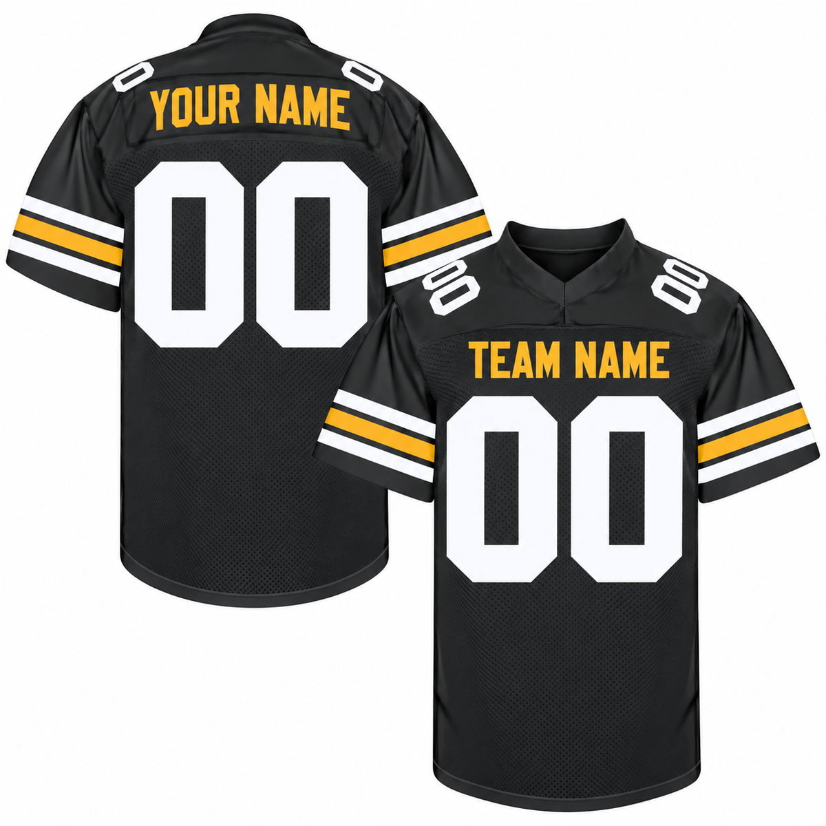 Custom Football Jersey with Name & Number – Black White Gold