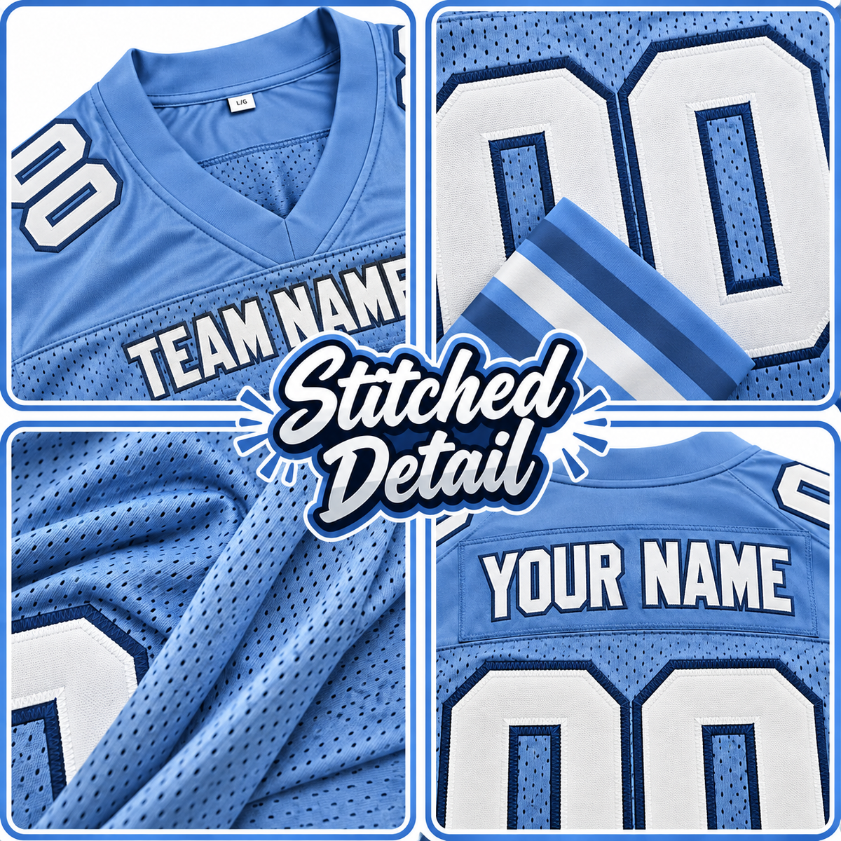 Custom Football Jersey with Name & Number – Blue Navy White