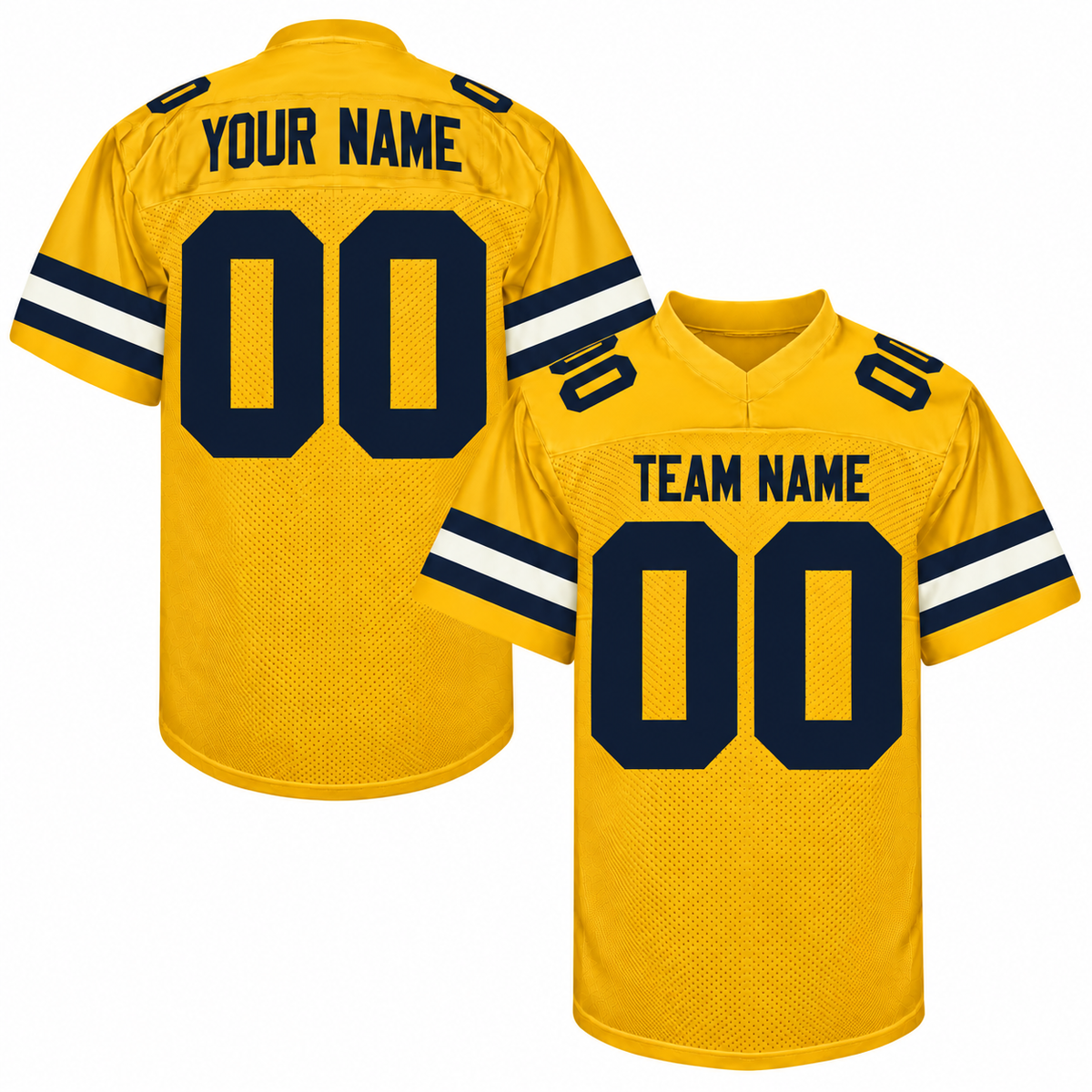 Custom Football Jersey with Name & Number – Gold Navy White