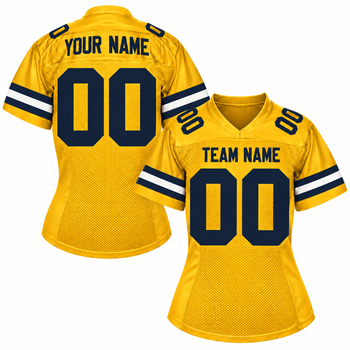 Custom Football Jersey with Name & Number – Gold Navy White