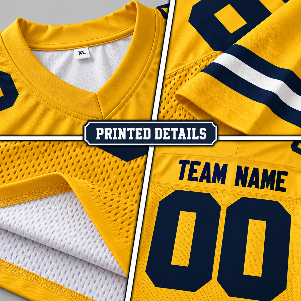 Custom Football Jersey with Name & Number – Gold Navy White