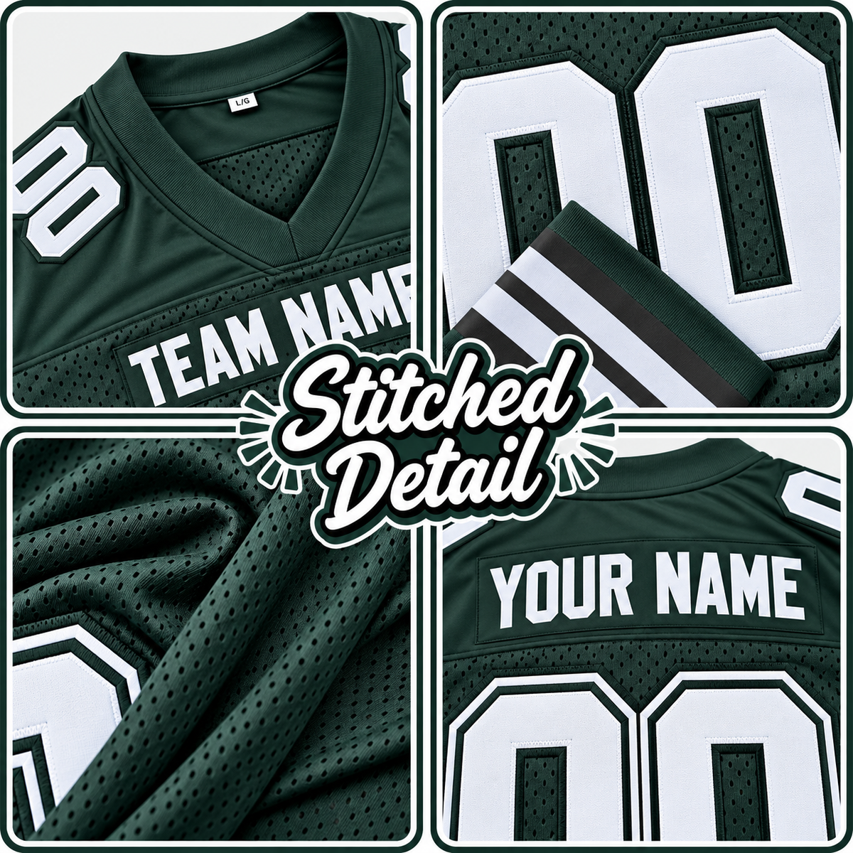 Custom Football Jersey with Name & Number – Green White