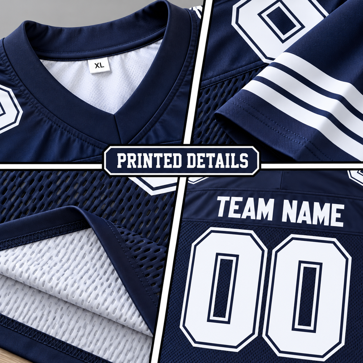 Custom Football Jersey with Name & Number – Navy White