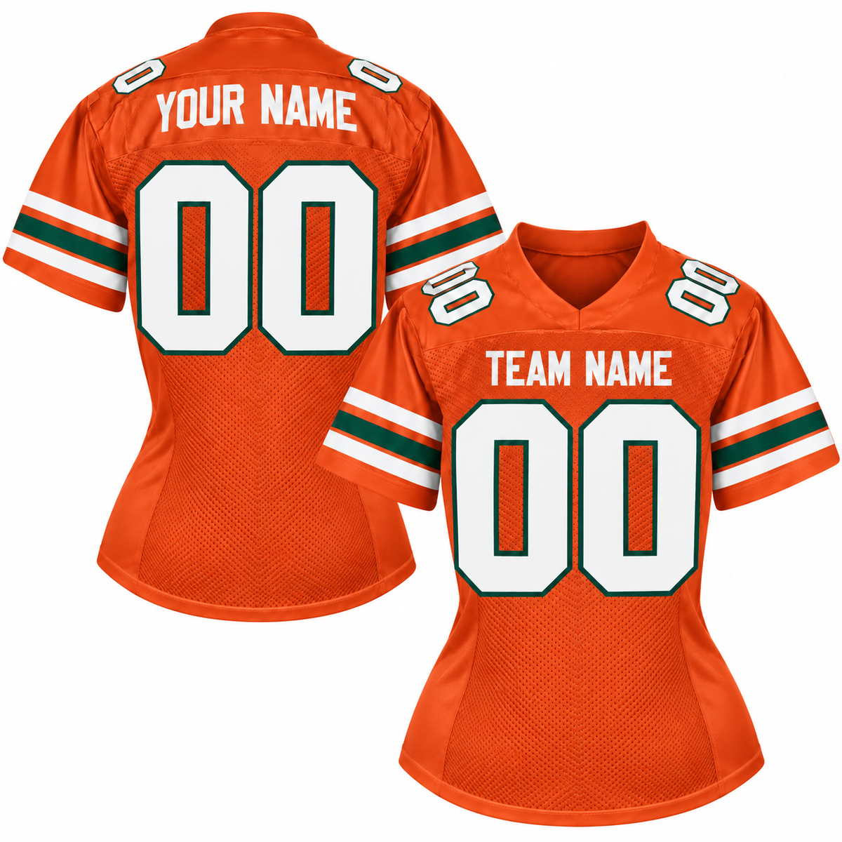 Custom Football Jersey with Name & Number – Orange White Aqua