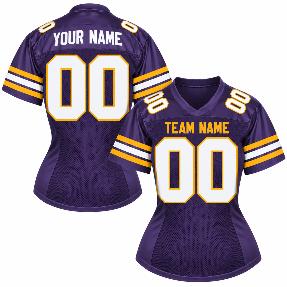 Custom Football Jersey with Name & Number – Purple White Gold