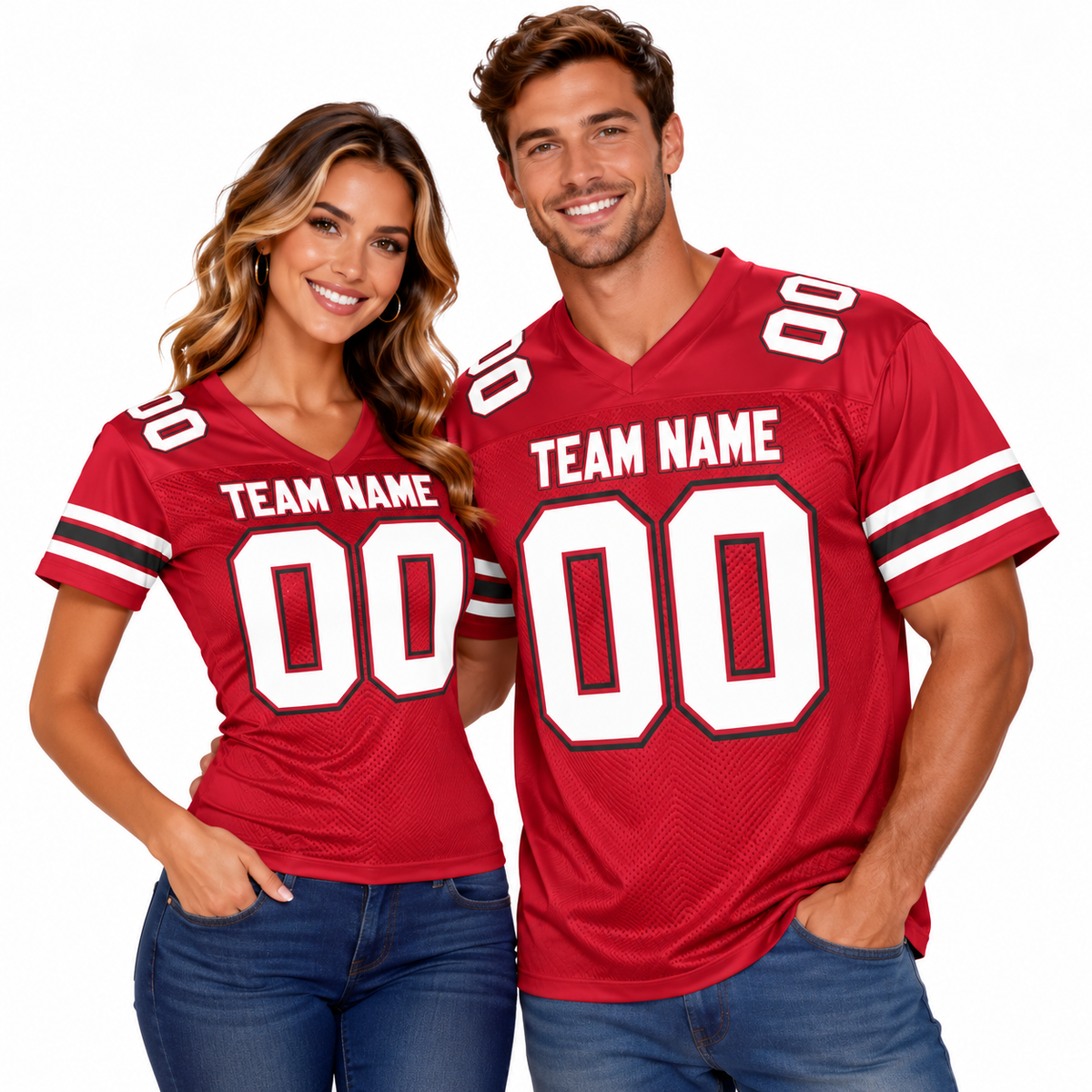 Custom Football Jersey with Name & Number – Red White Black