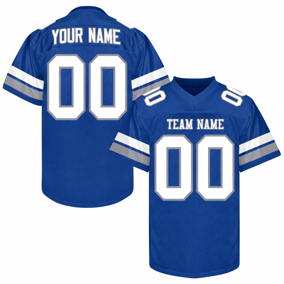 Custom Football Jersey with Name & Number – Royal White Gray