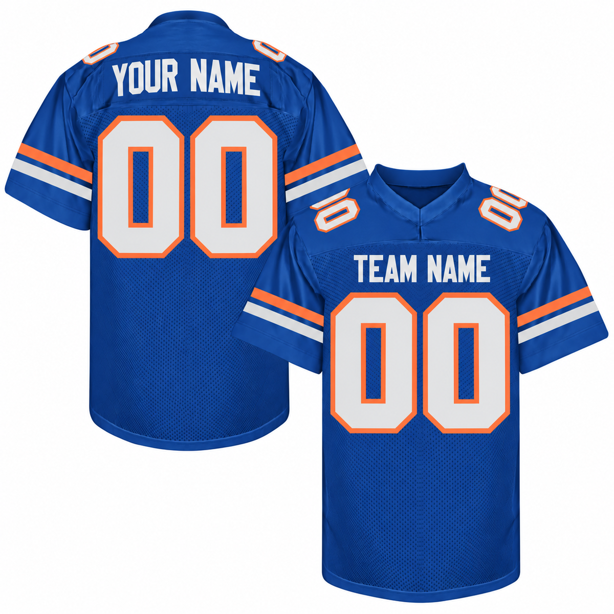 Custom Football Jersey with Name & Number – Royal White Orange