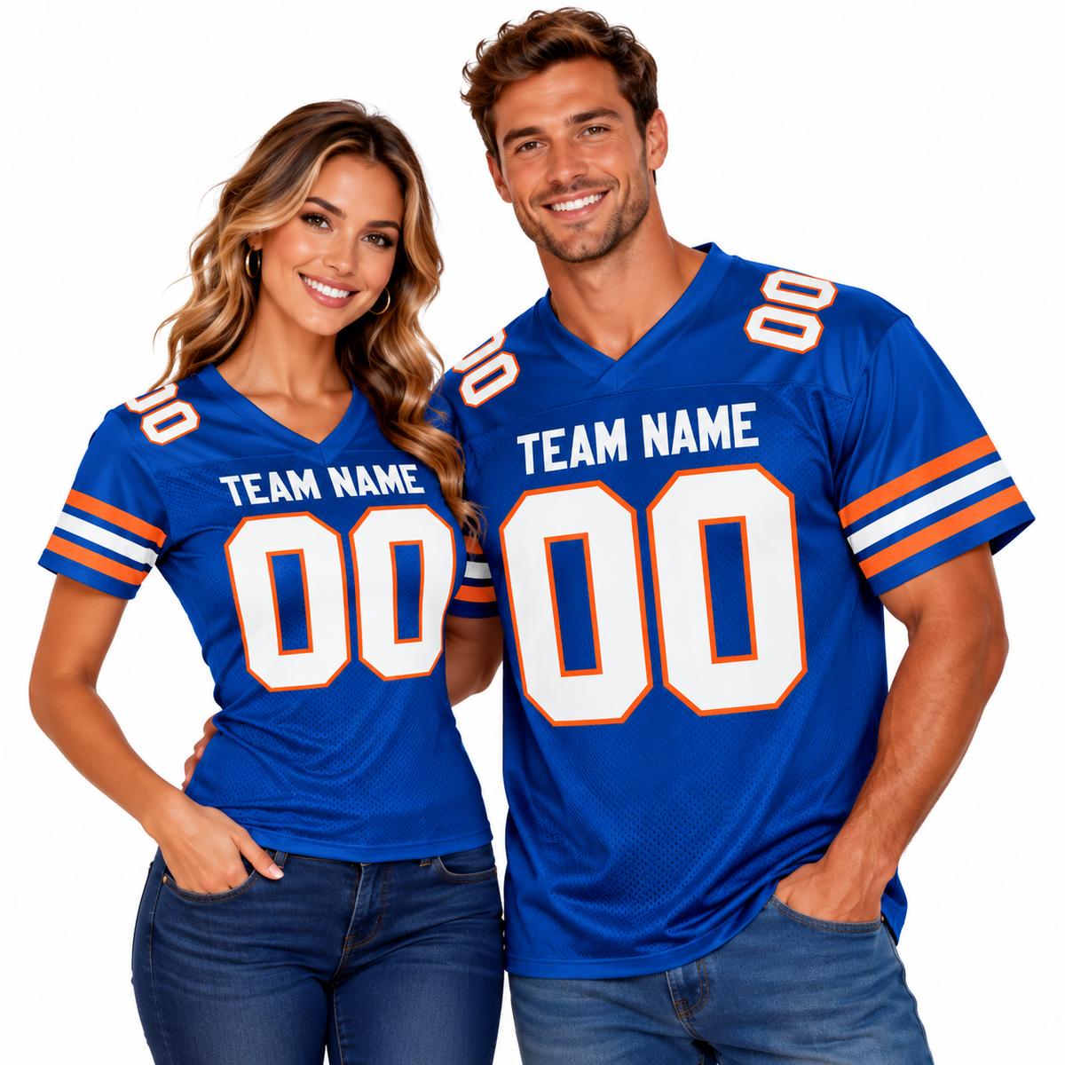 Custom Football Jersey with Name & Number – Royal White Orange