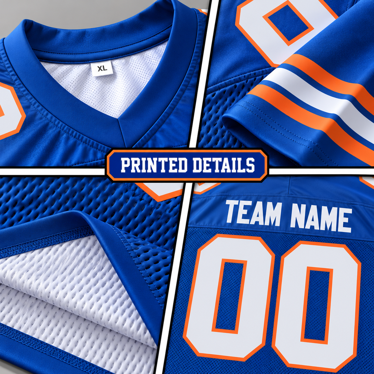 Custom Football Jersey with Name & Number – Royal White Orange