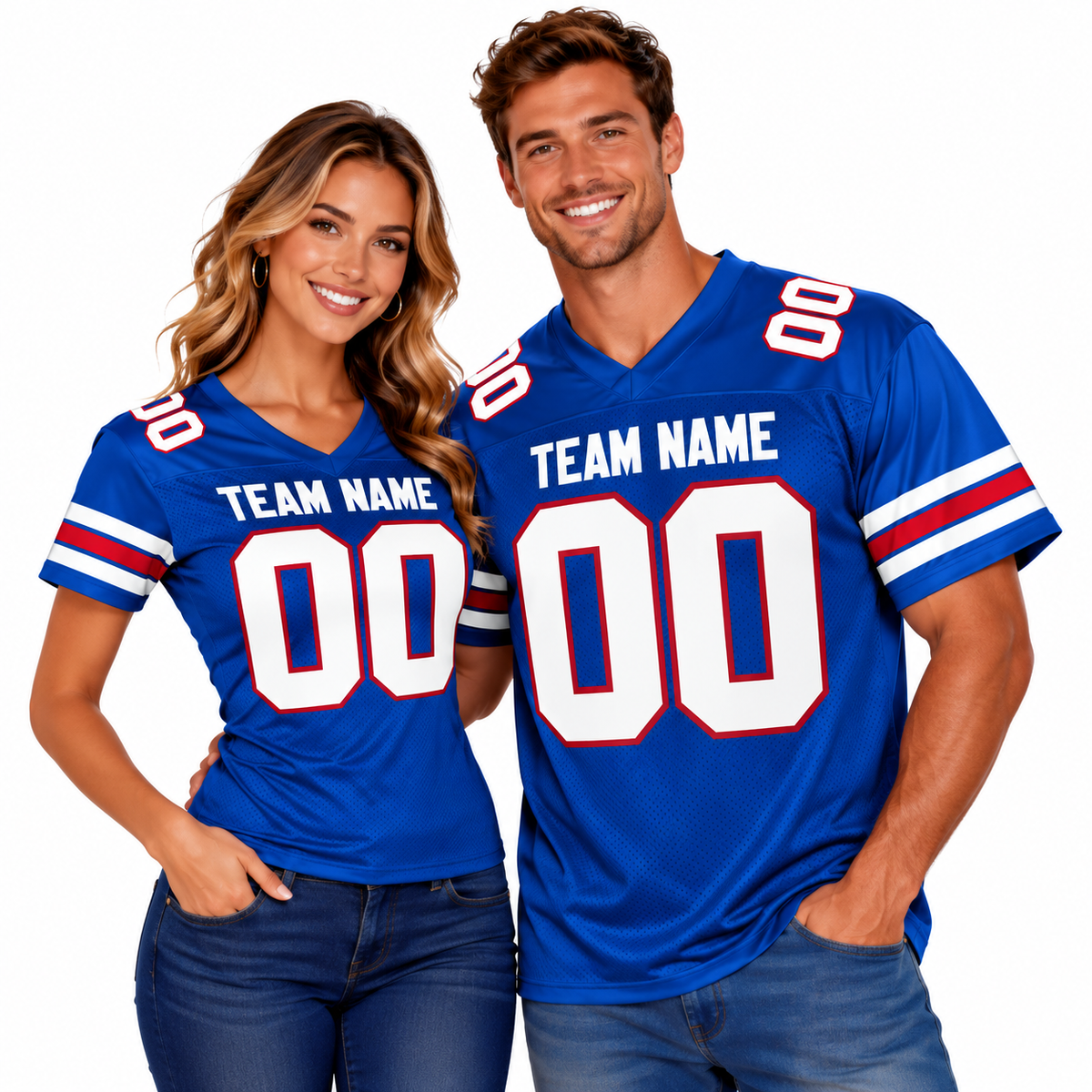 Custom Football Jersey with Name & Number – Royal White Red