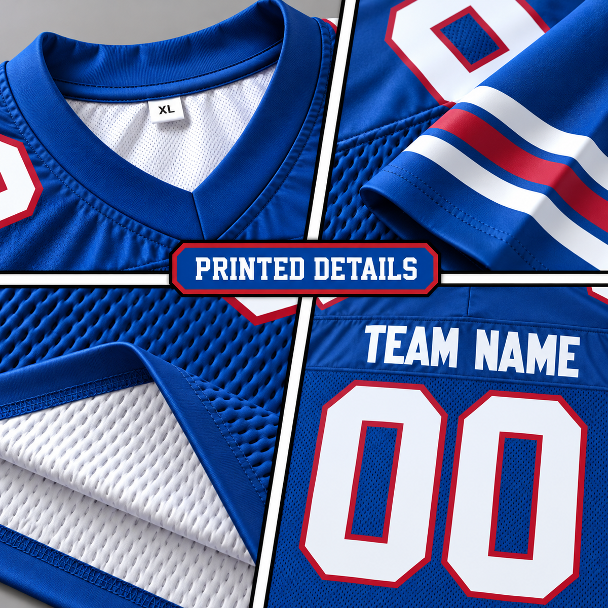 Custom Football Jersey with Name & Number – Royal White Red