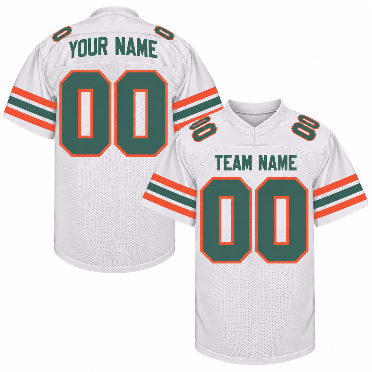 Custom Football Jersey with Name & Number – White Aqua Orange