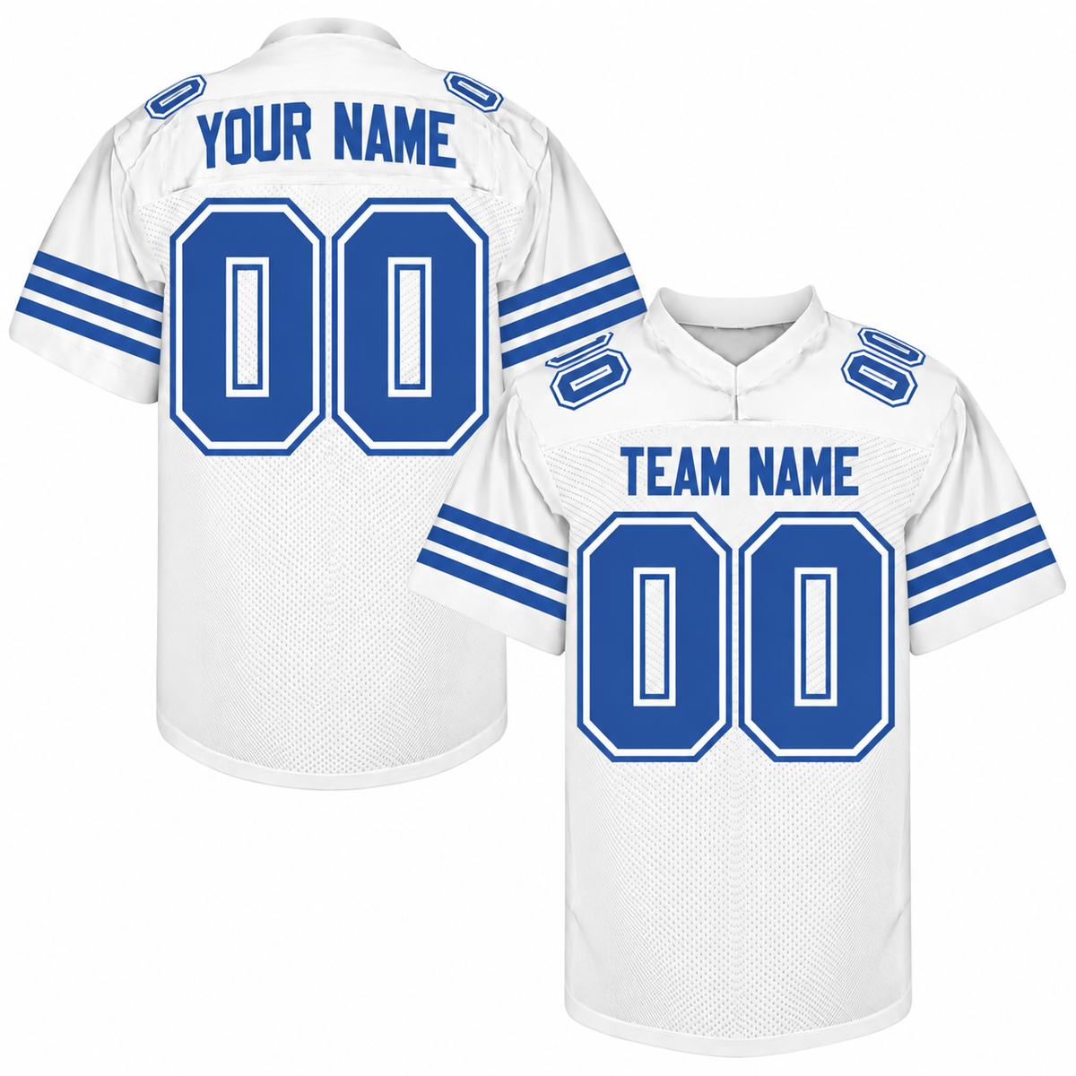 Custom Football Jersey with Name & Number – White Blue