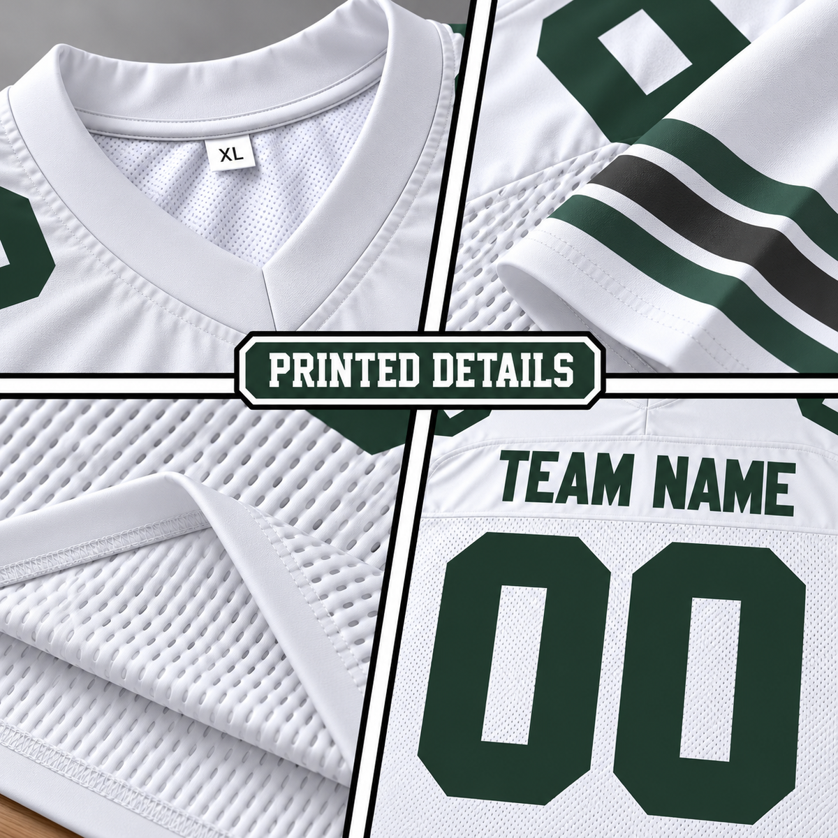Custom Football Jersey with Name & Number – White Green
