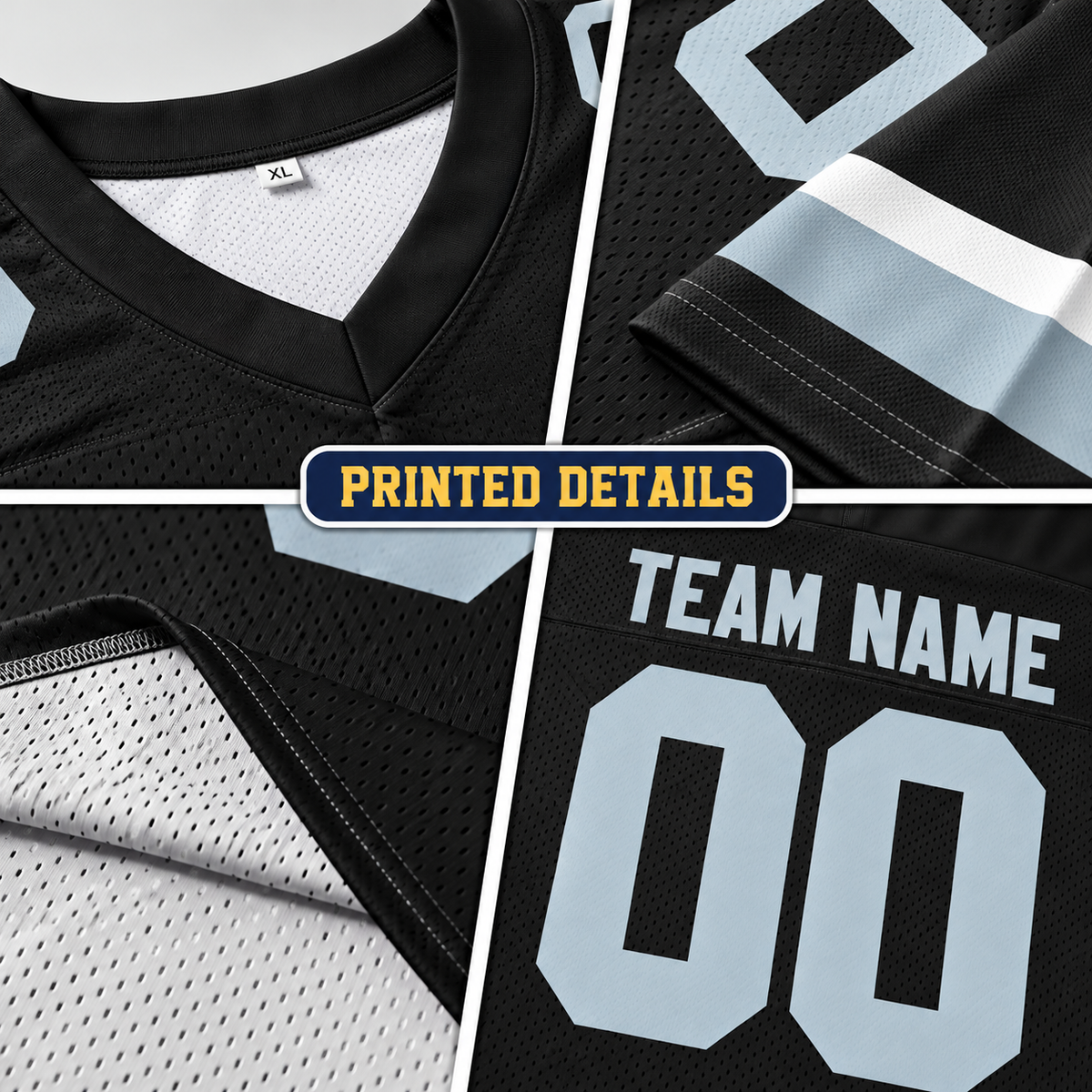 Custom Football Jersey with Name & Number – Black Gray