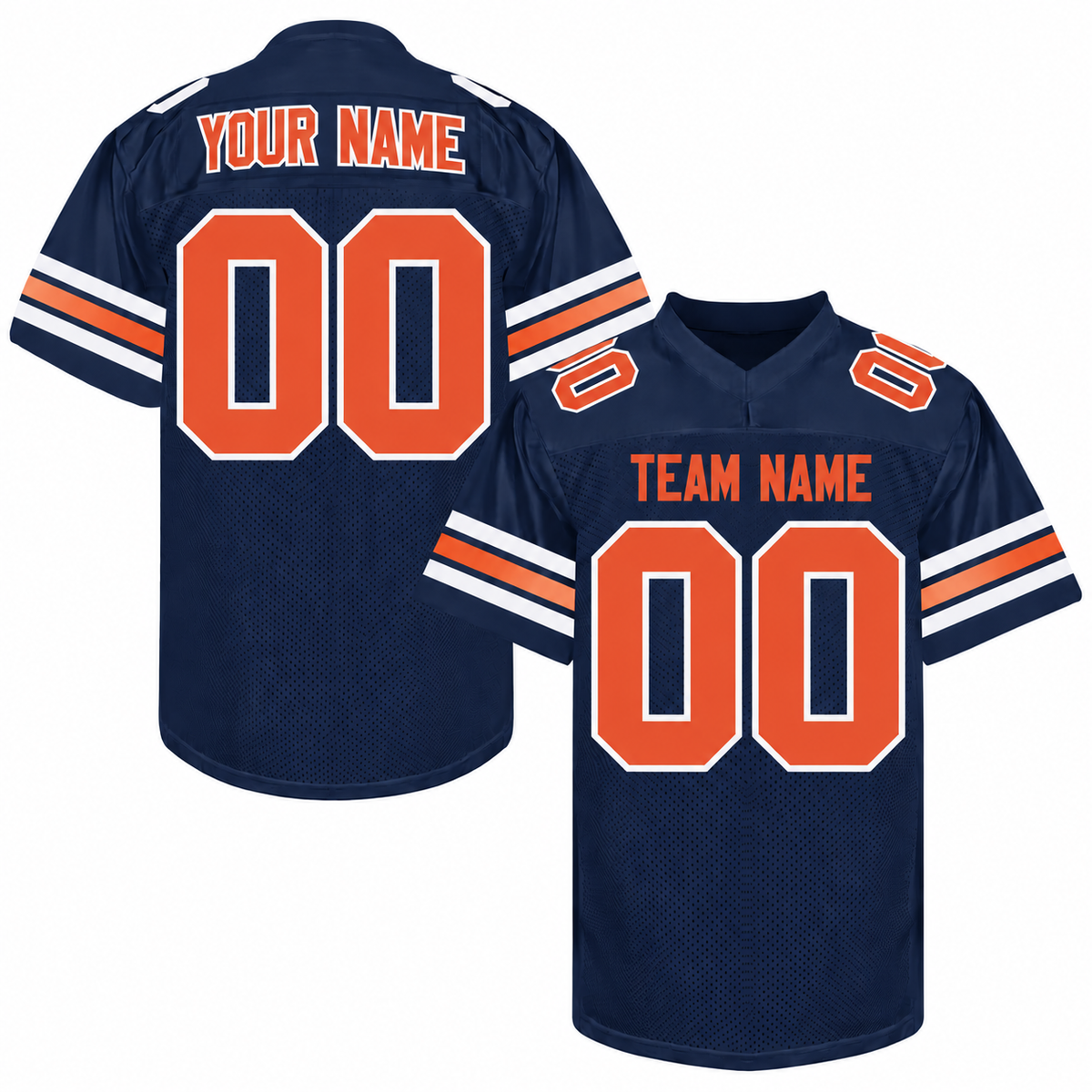 Custom Football Jersey with Name & Number – Navy Orange White