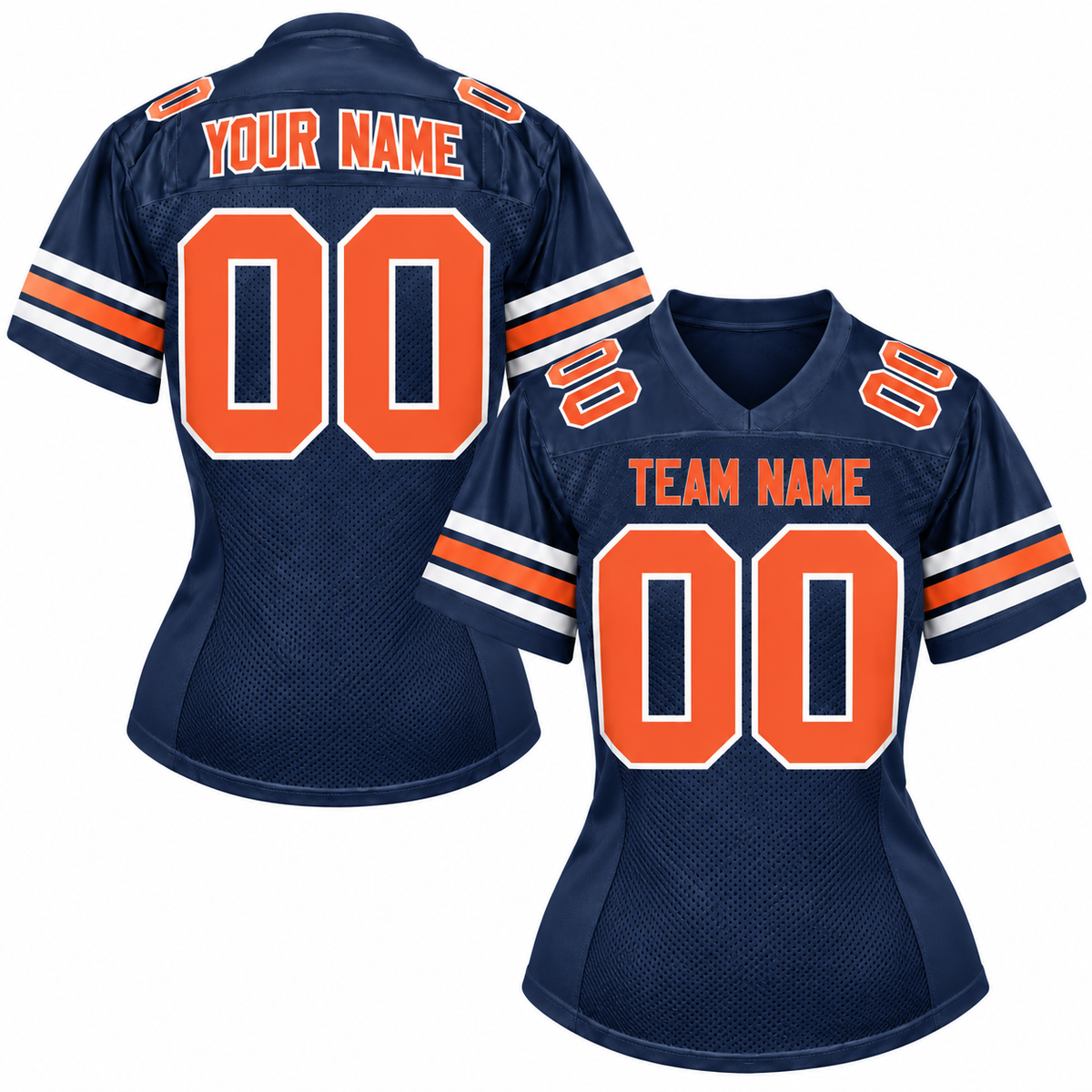 Custom Football Jersey with Name & Number – Navy Orange White