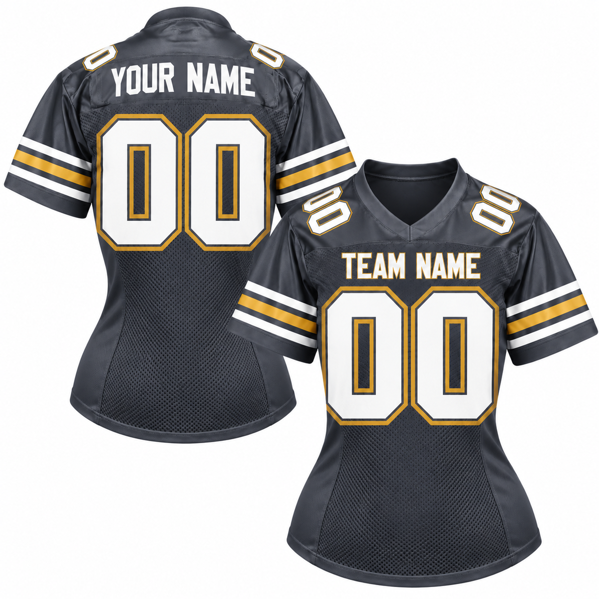 Custom Football Jersey with Name & Number – Navy White Gold