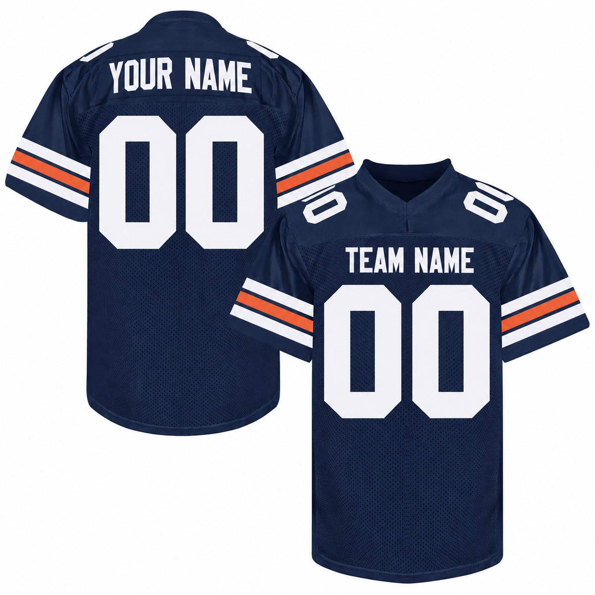 Custom Football Jersey with Name & Number – Navy White Orange