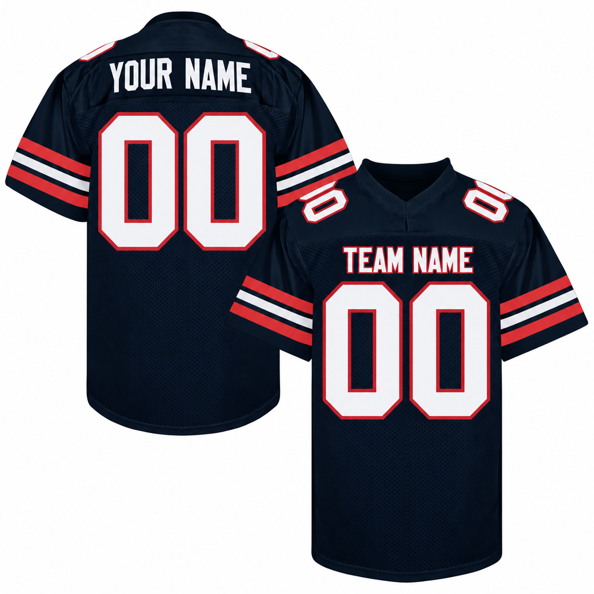 Custom Football Jersey with Name & Number – Navy White Red