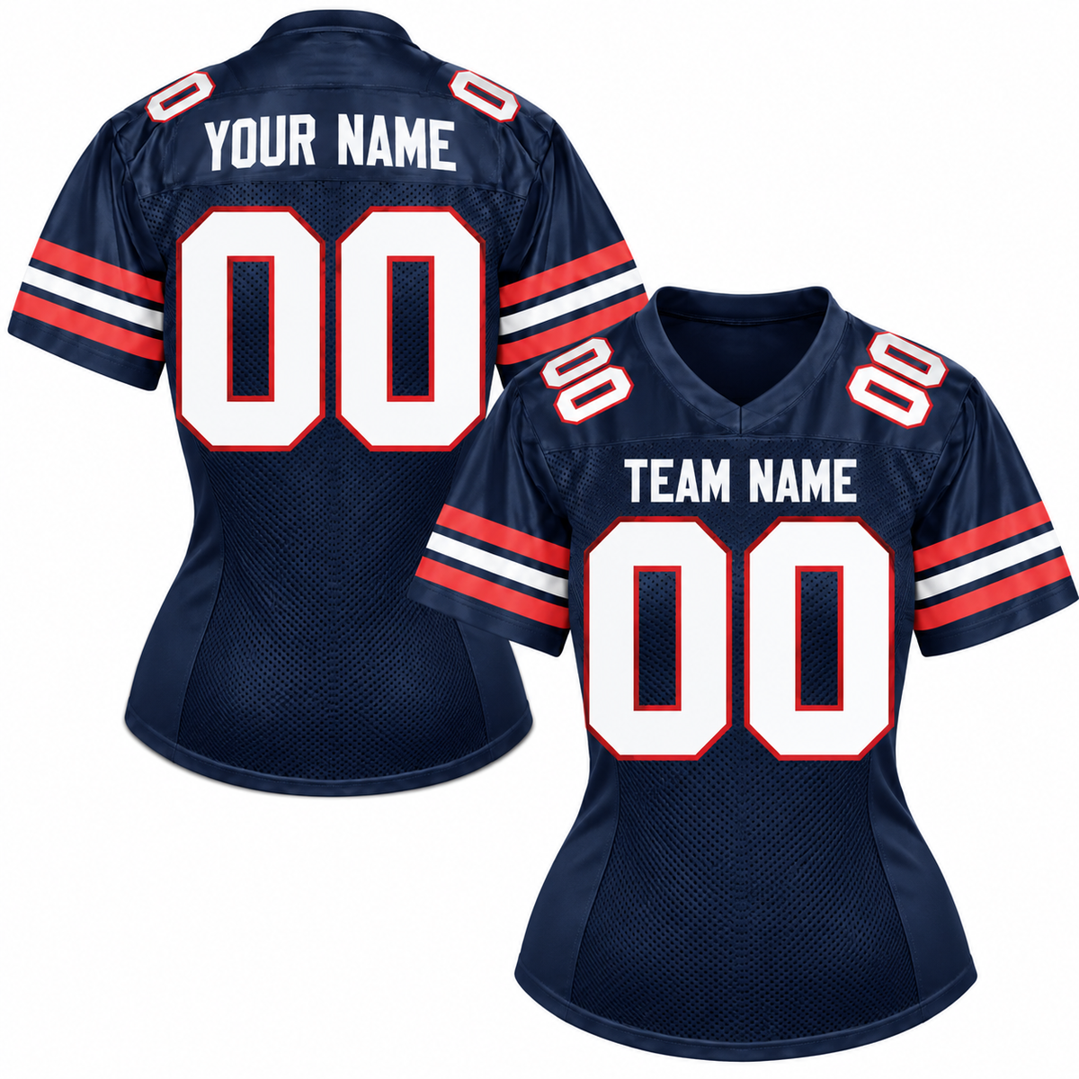 Custom Football Jersey with Name & Number – Navy White Red