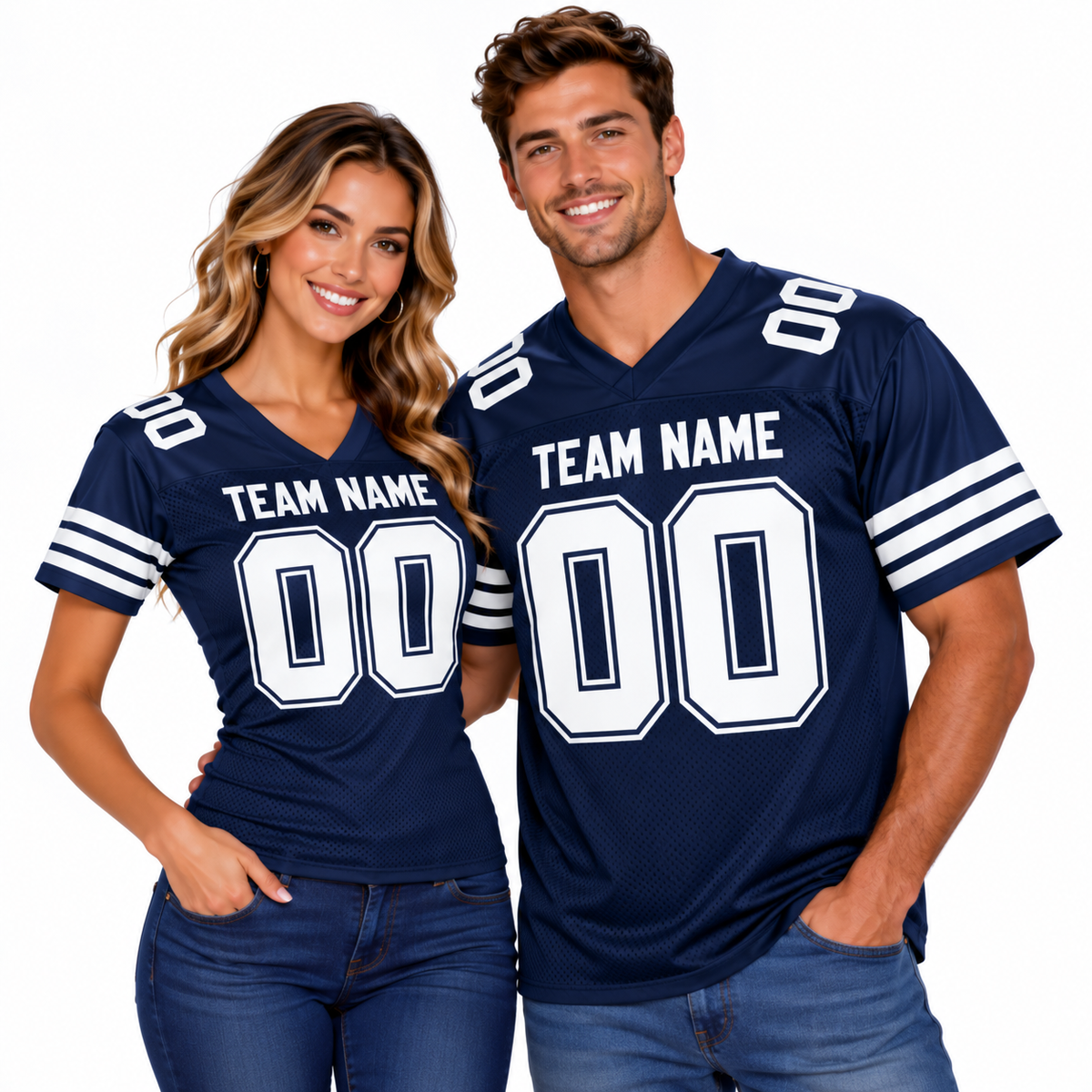 Custom Football Jersey with Name & Number – Navy White