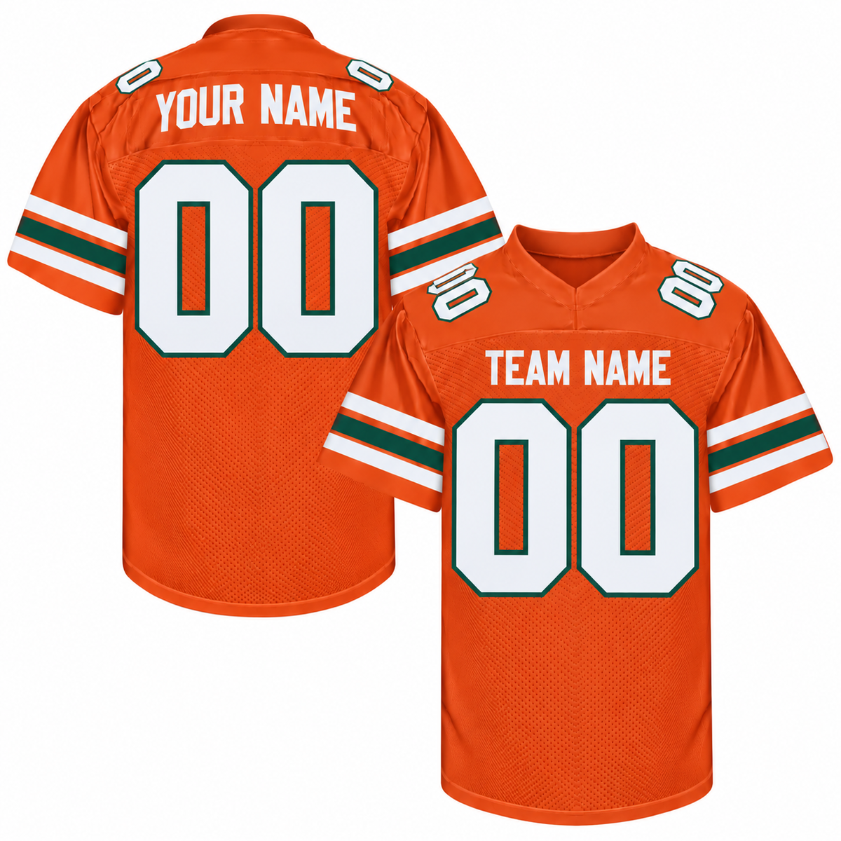 Custom Football Jersey with Name & Number – Orange White Aqua