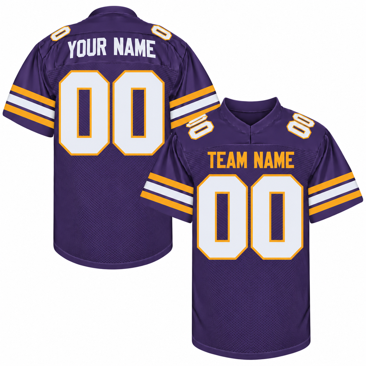 Custom Football Jersey with Name & Number – Purple White Gold