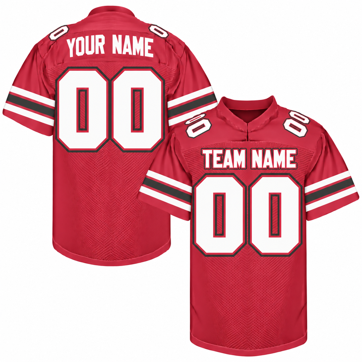 Custom Football Jersey with Name & Number – Red White Black