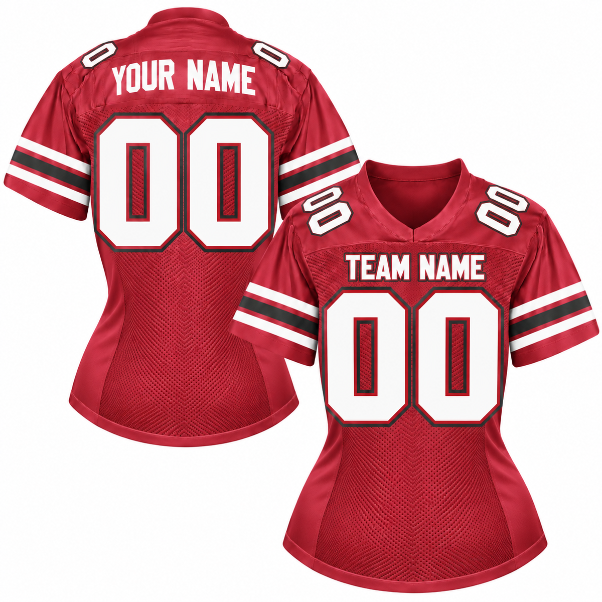 Custom Football Jersey with Name & Number – Red White Black