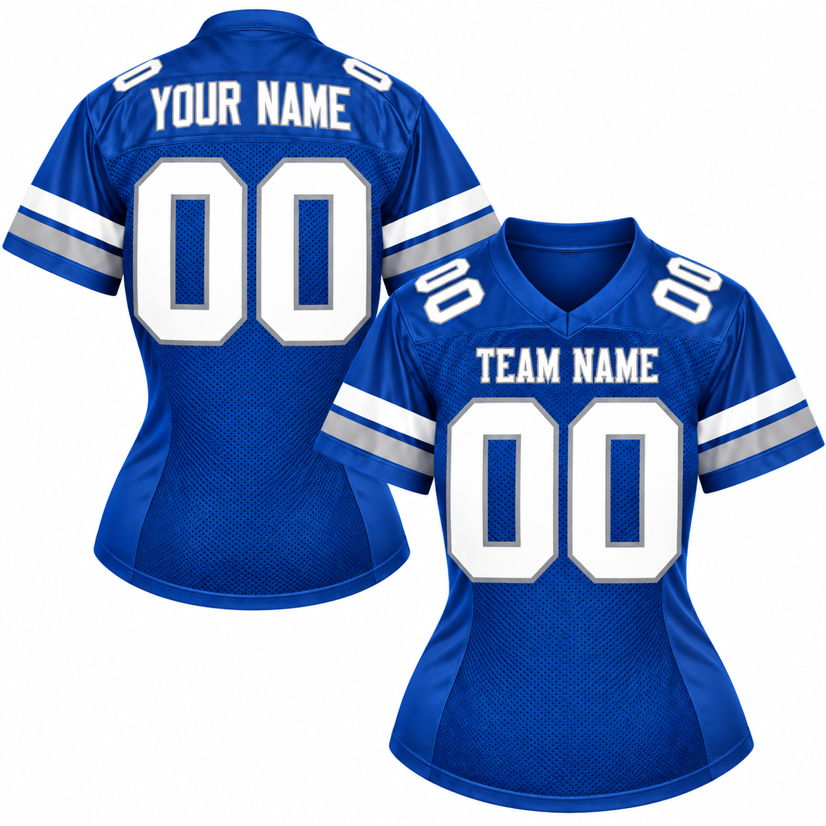 Custom Football Jersey with Name & Number – Royal White Gray