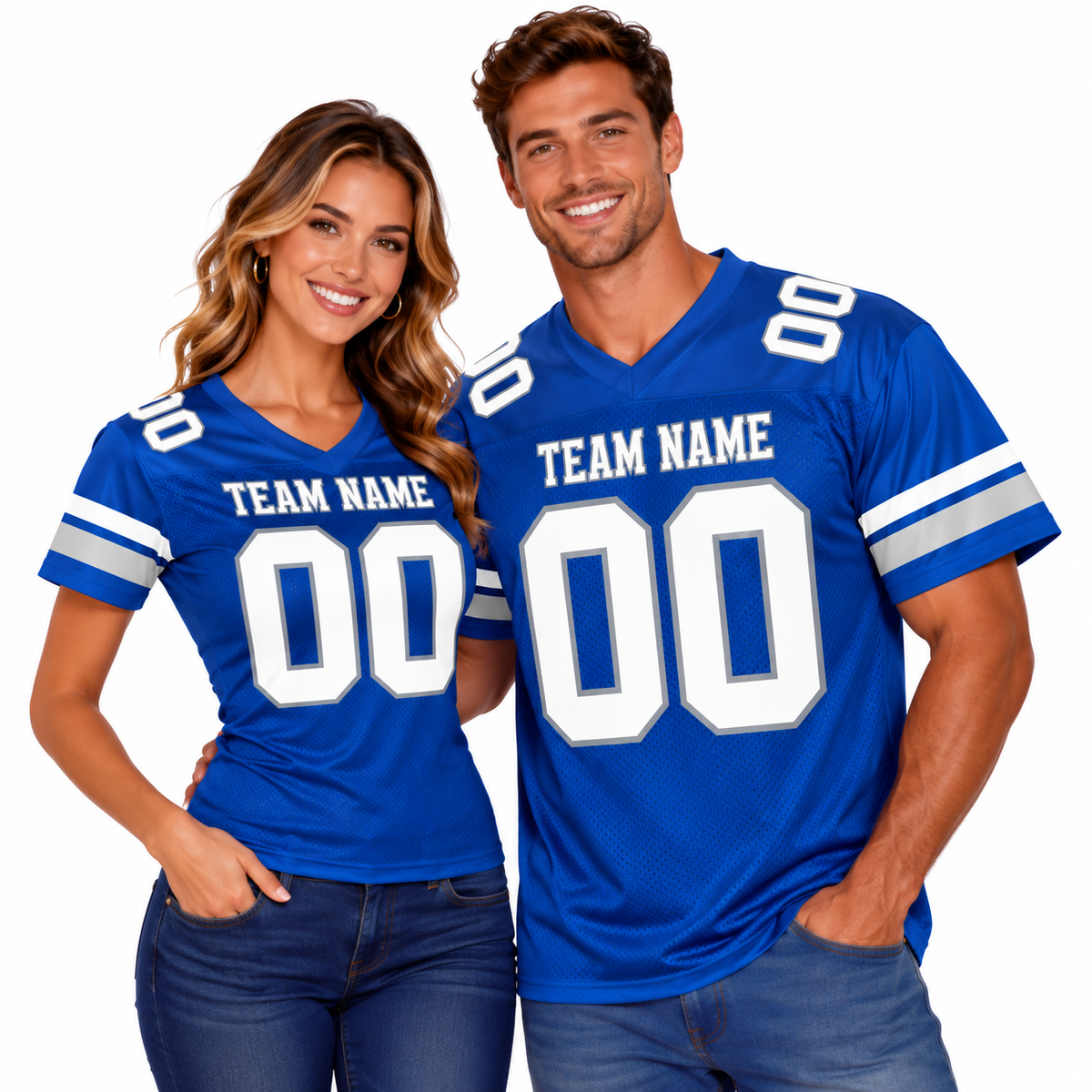 Custom Football Jersey with Name & Number – Royal White Gray
