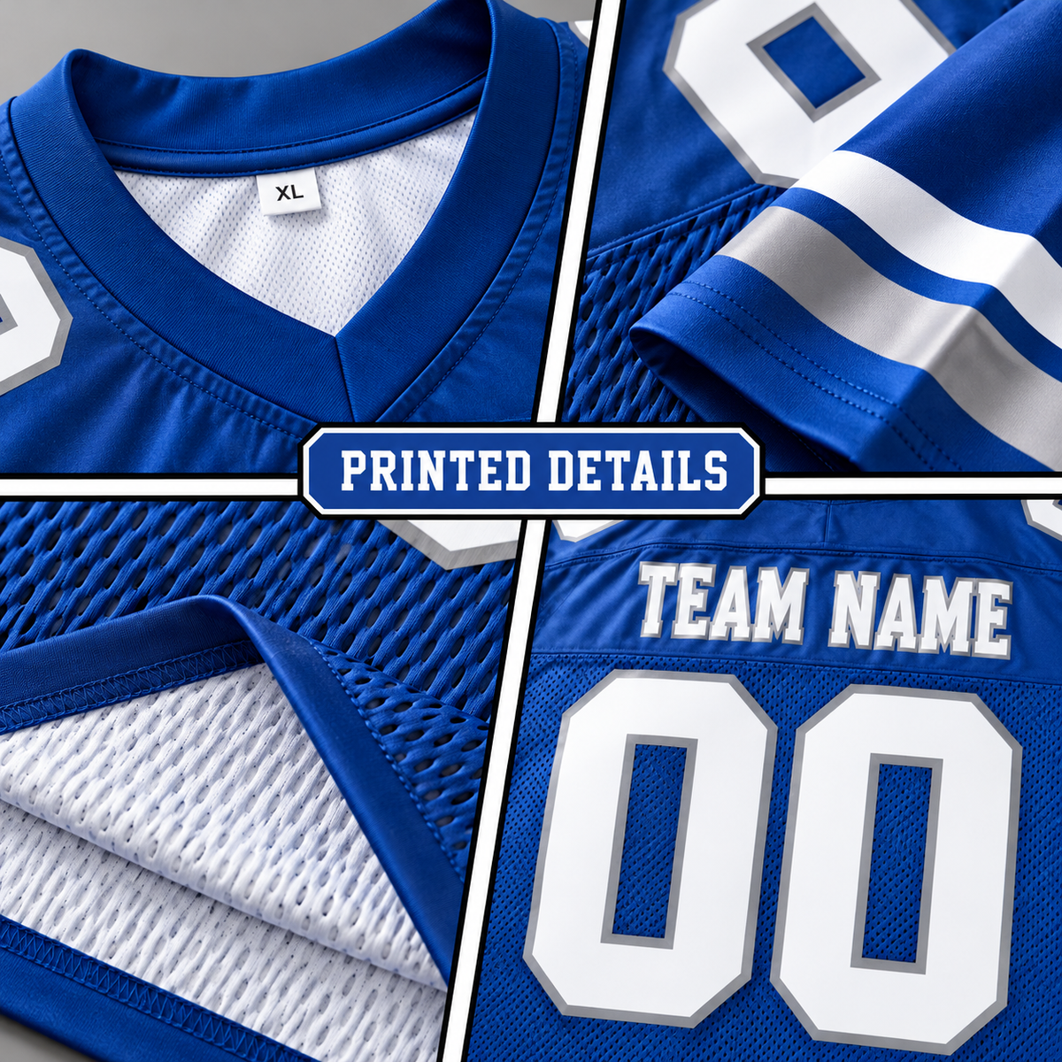Custom Football Jersey with Name & Number – Royal White Gray