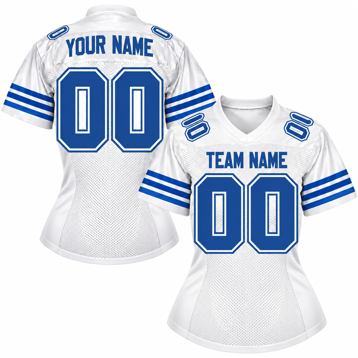 Custom Football Jersey with Name & Number – White Blue