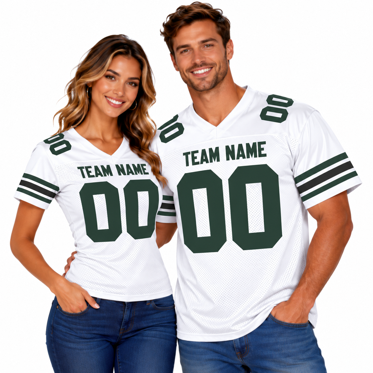 Custom Football Jersey with Name & Number – White Green